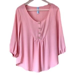 Aina Be flowy elastic quarter sleeve peach blouse size medium
